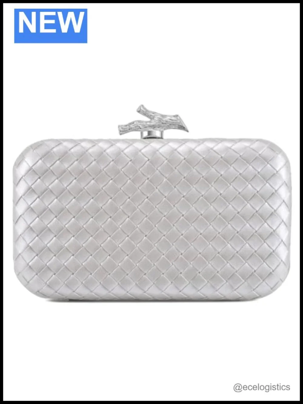 Woven Clutch Purse with Detachable Chain Strap - Formal Elegant Handbag